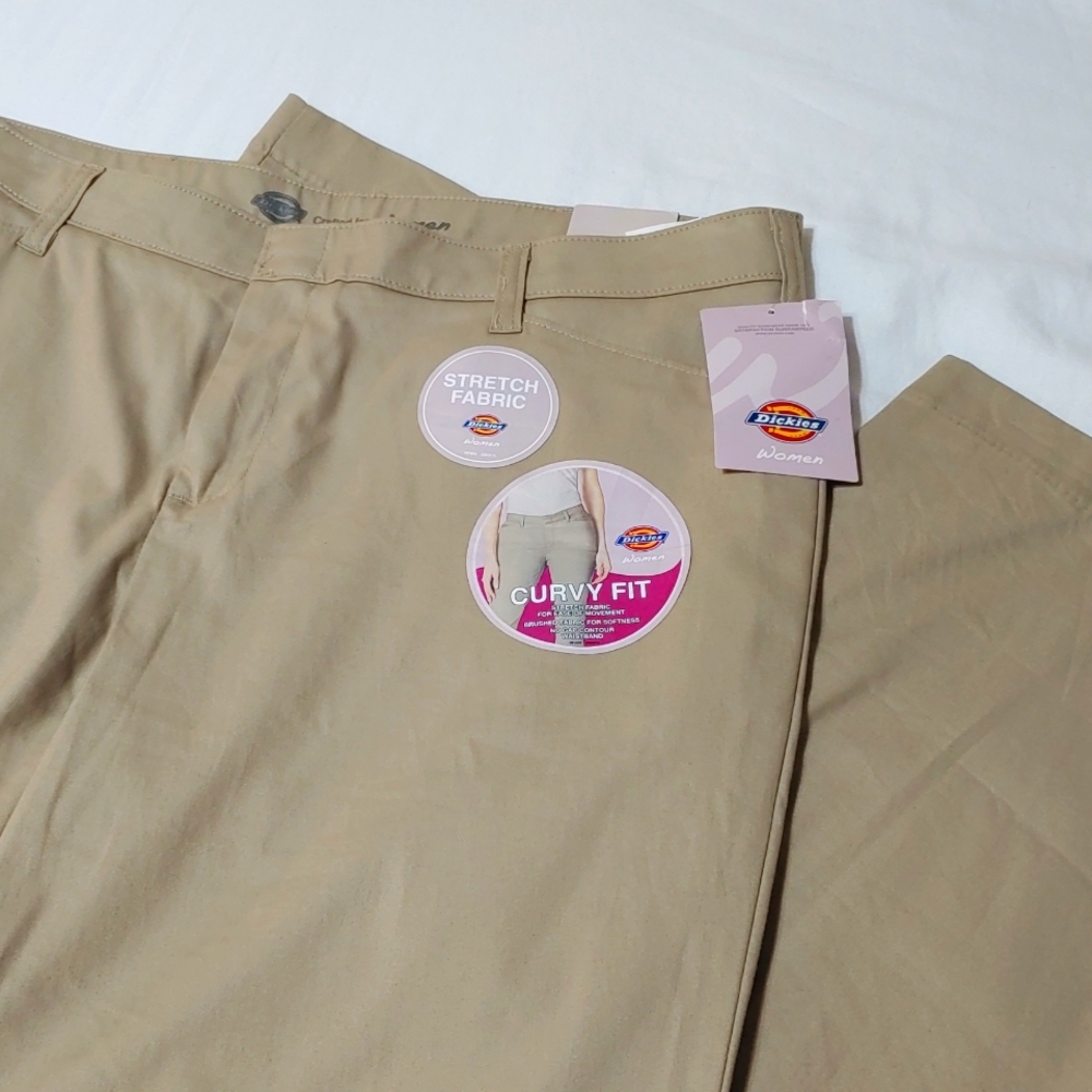 Women's DICKIES Tan Curvy Stretch Fit Pants (Size 16R) NWT!